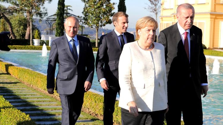 Встреча Путина, Эрдогана, Меркель и Макрона в Анкаре. Фото - сайт Кремля