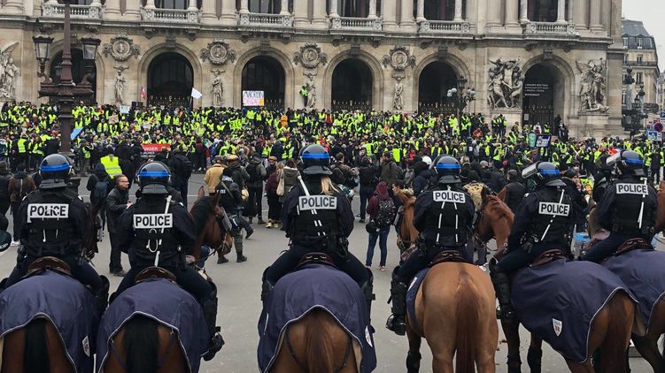 Против протестующих в Париже вывели конную полицию. Источник фото: Facebook