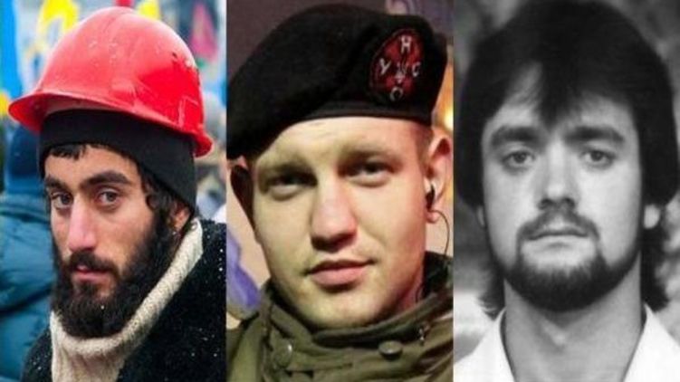 Застреленные в один день на Грушевского активисты Сергей Нигоян, Михаил Жизневский и Роман Сеник (слева направо)