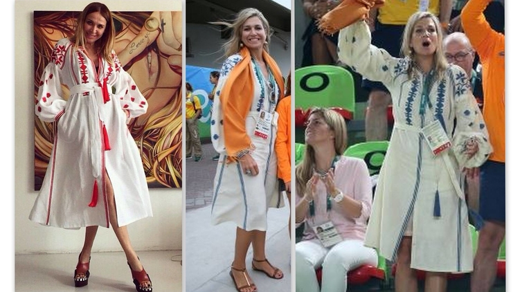 Украинская дизайнер Вита Кин и королева Нидерландов (по центру и справа) в вышиванке, фото: Instagram.com/vogue