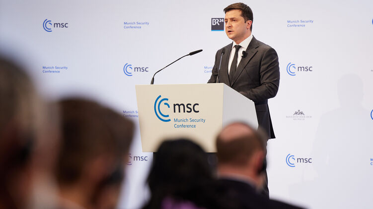Владимир Зеленский на Мюнхенской конференции 2022 года. Фото Офиса президента