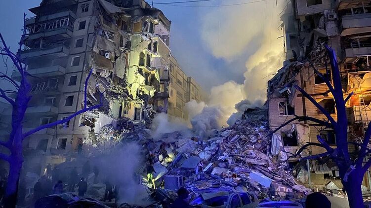 Последствия вчерашнего удара по многоэтажке в Днепре. Фото: t.me/tymoshenko_kyrylo