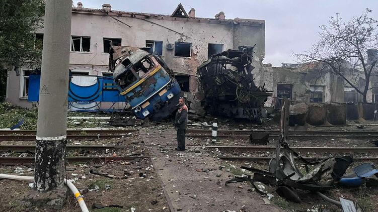 Одесское депо после прилета беспилотника