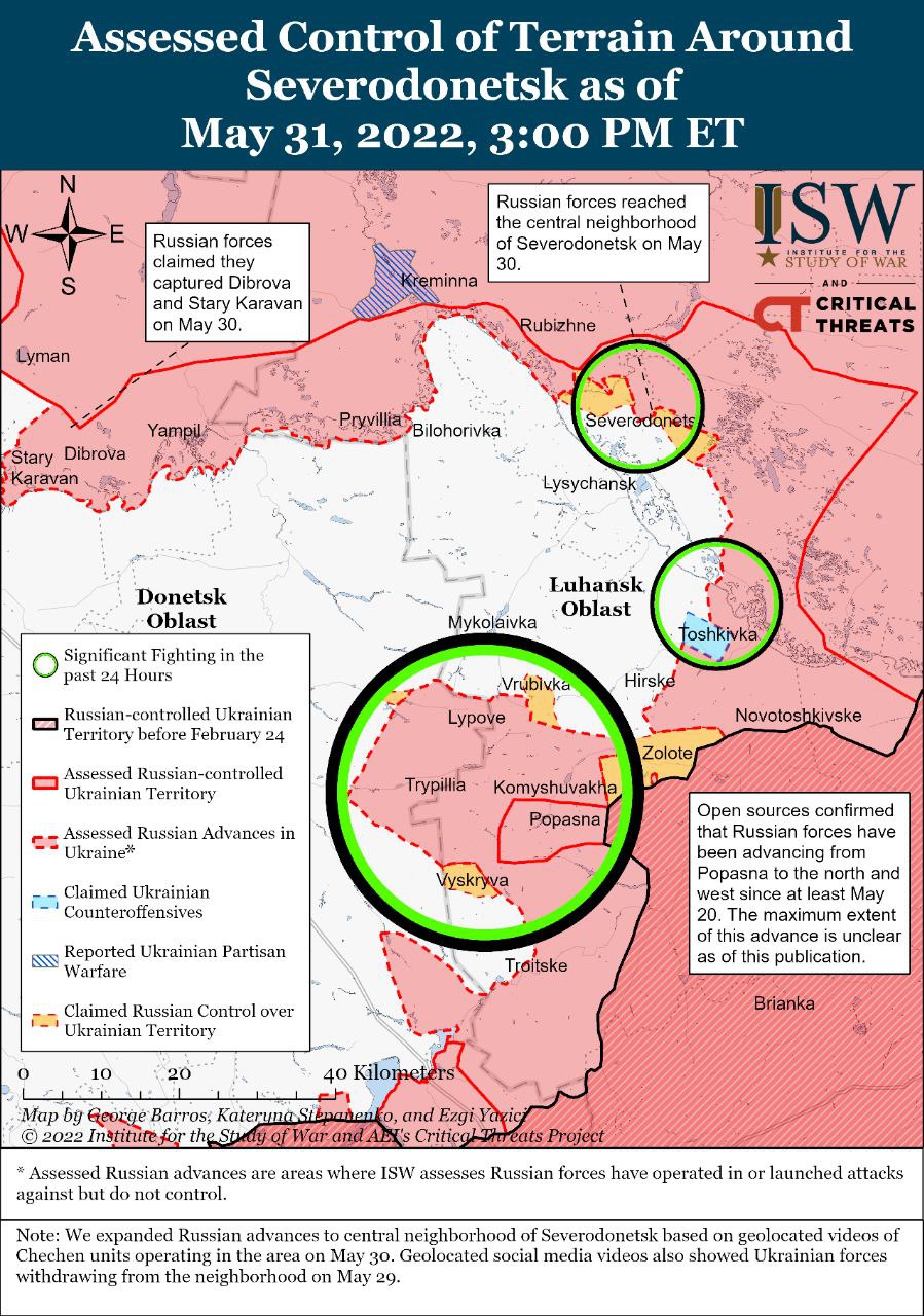 карта боевых действий на востоке Украины от института изучения войны