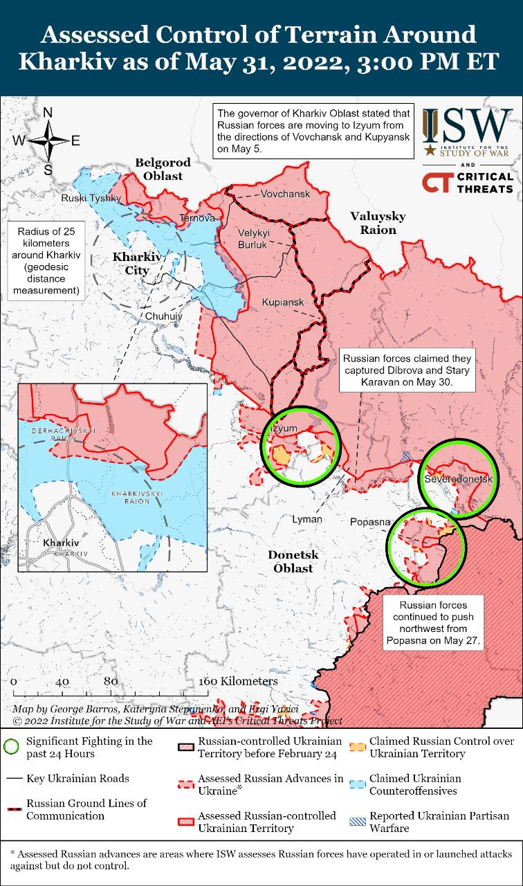 карта боевых действий в Украине от института изучения войны