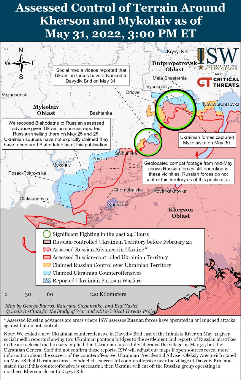 детальный разбор украинского контранступления на севере Херсонской области от американского института изучения войны. Карта