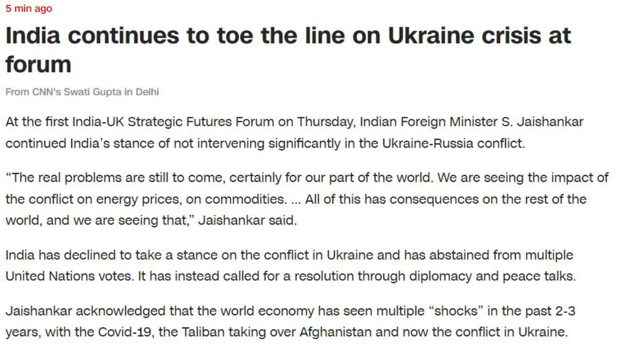 Индия не станет вмешиваться в конфликт Украины и России