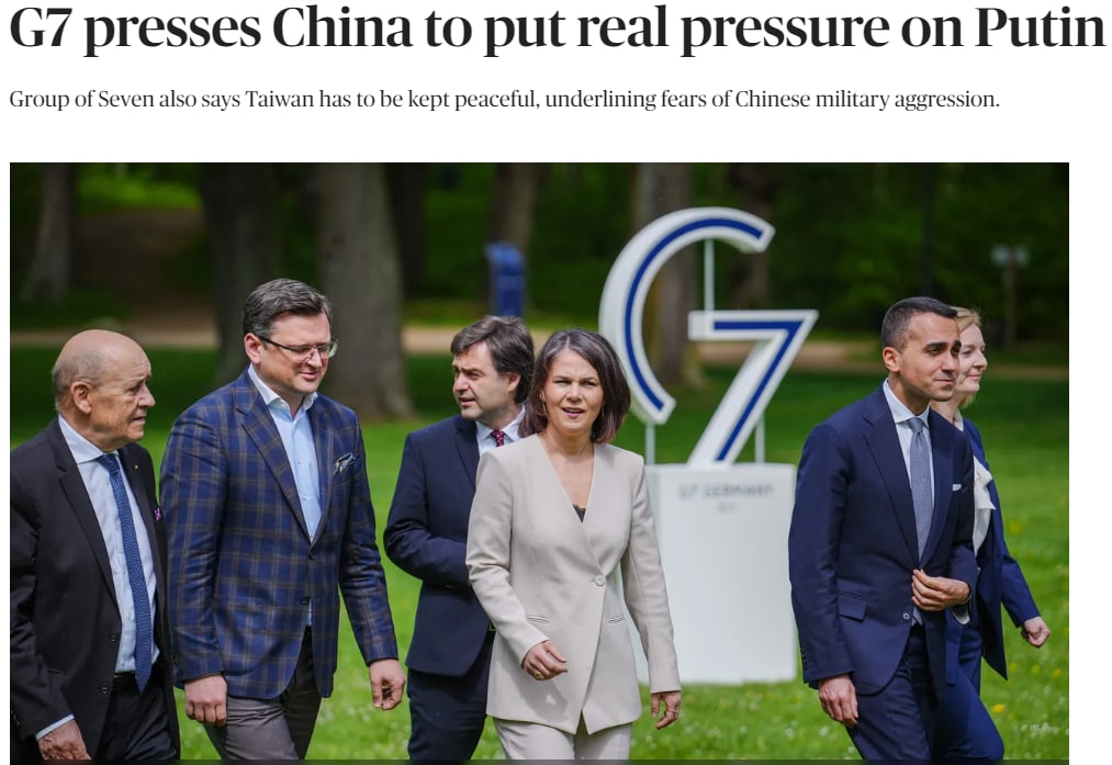 Страны G7 призвали Китай не подрывать санкции Запада против РФ