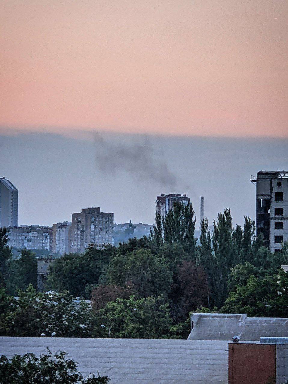 Прилет в районе "Донбасс-Арены"