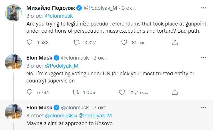 Скриншот из Твиттера Илона Маска