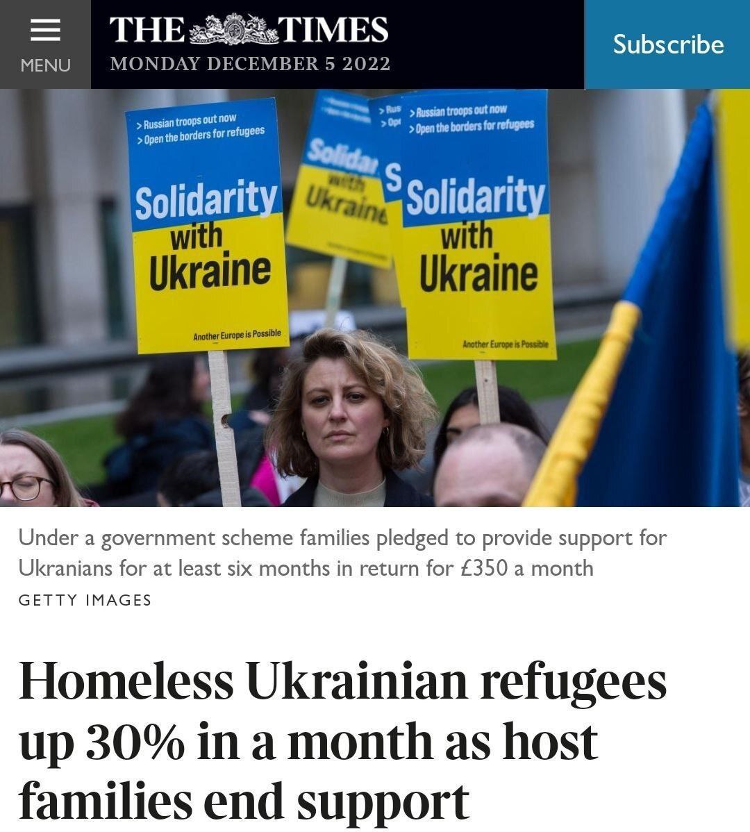 В Британии на треть за месяц увеличилось число бездомных украинских беженцев