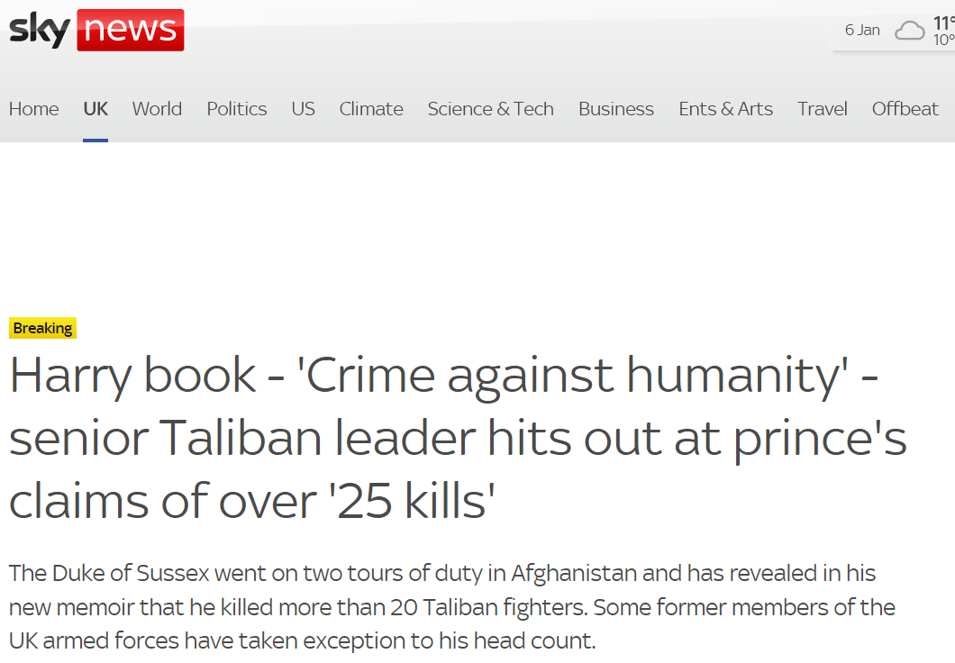 Талибы хотят привлечь к ответственности за убийства принца Гарри