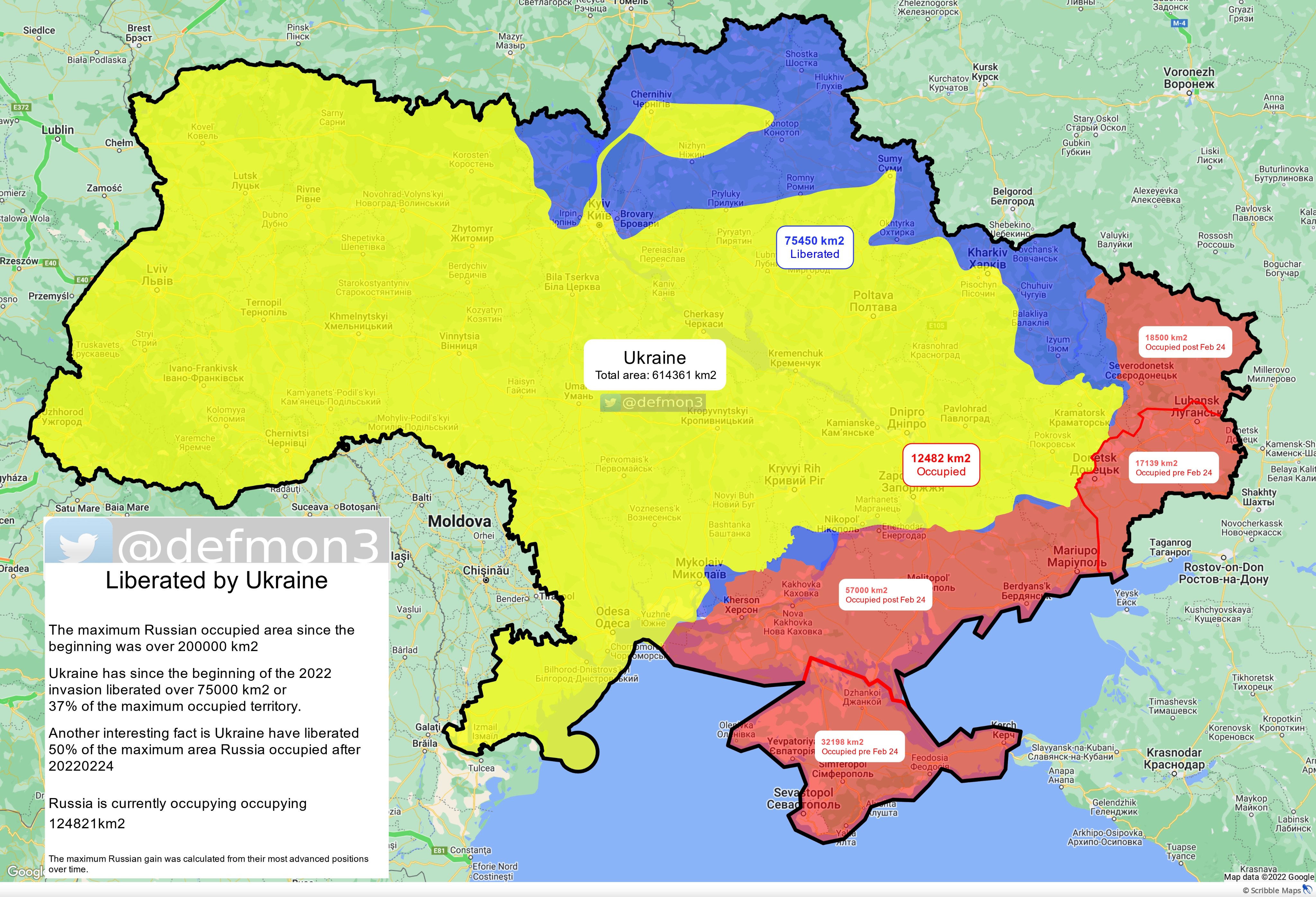 Сколько территорий Украины освободили ВСУ освободили с 2014 года  - карта