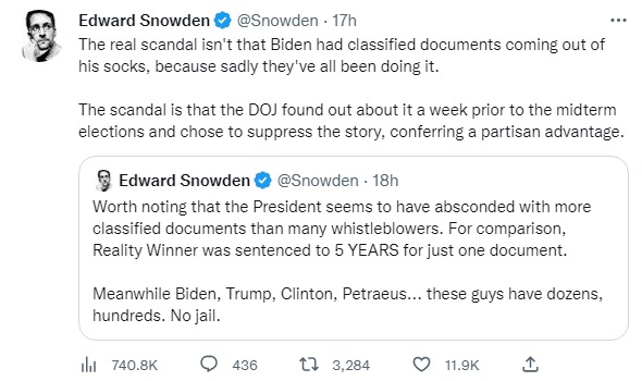 Скриншот 1 из Твиттера Эдварда Сноудена