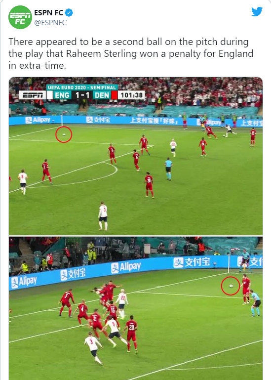 Евро-2020 Англия - Дания На поле было два мяча