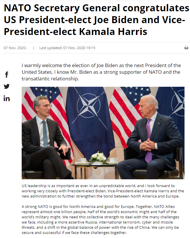 НАТО - скриншот с сайта