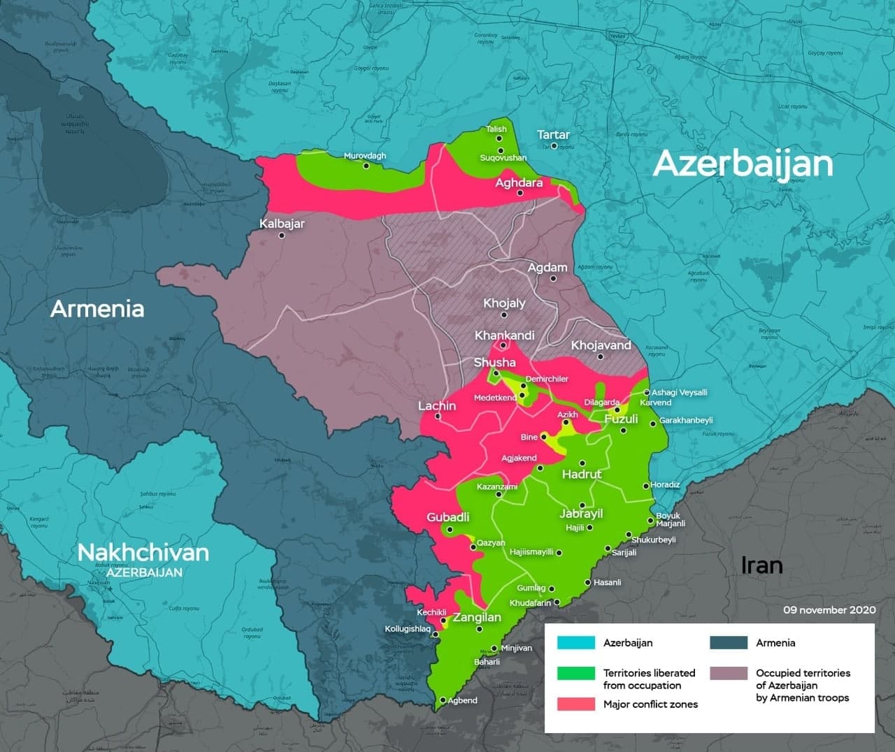 Карта военных действий в Карабахе