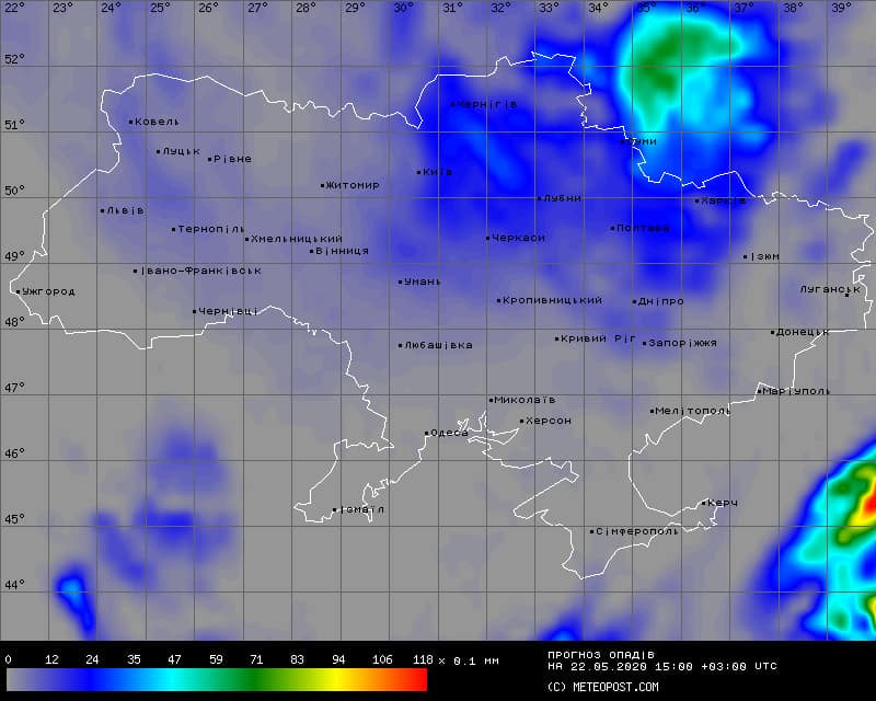 Карта погоды в Украине на 22 мая