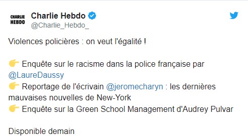 Пост Charlie Hebdo в Твиттере