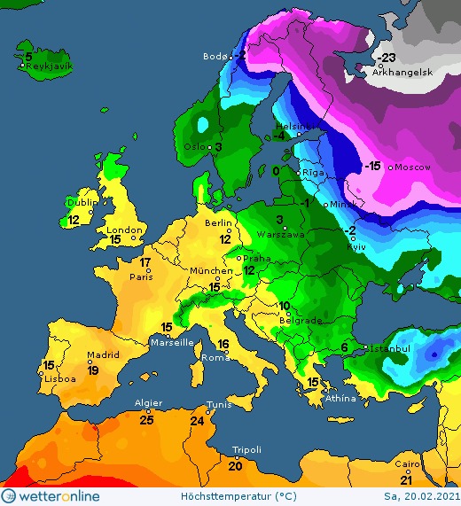 Карта погоды в Европе