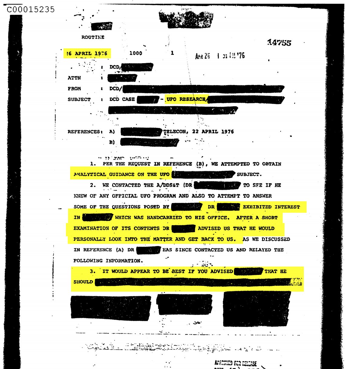 Скан документа ЦРУ 1976 года