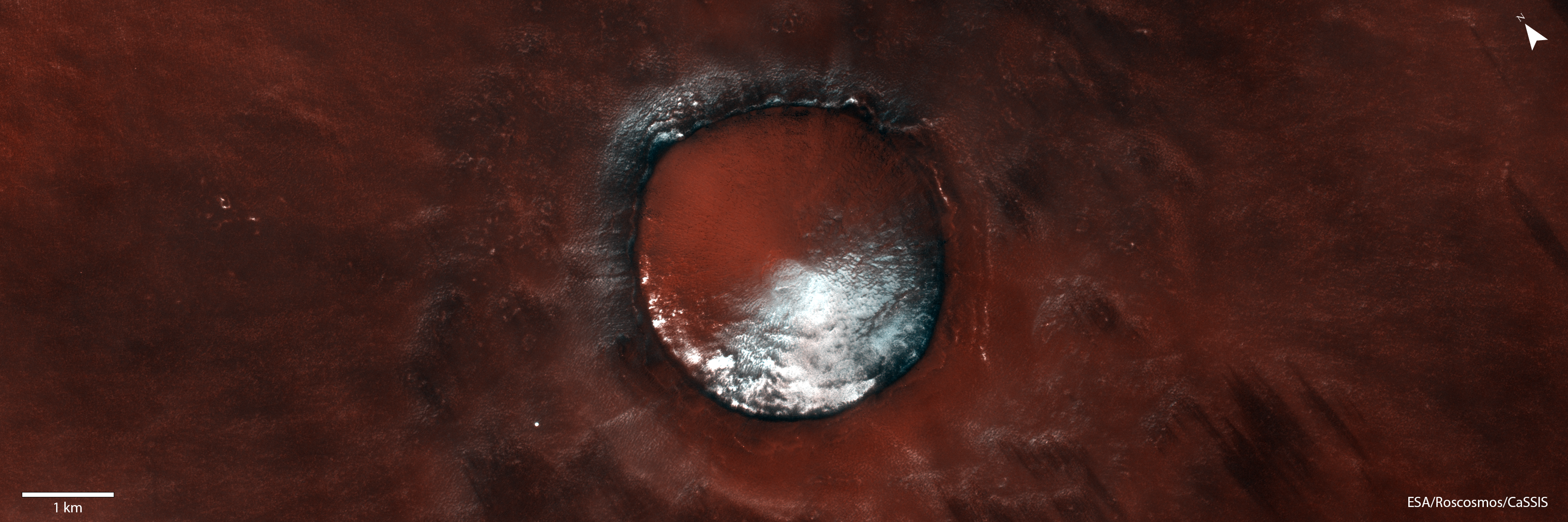 Фото кратера на Марсе