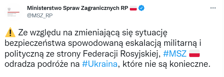 Скриншот из Твиттера МИД Польши