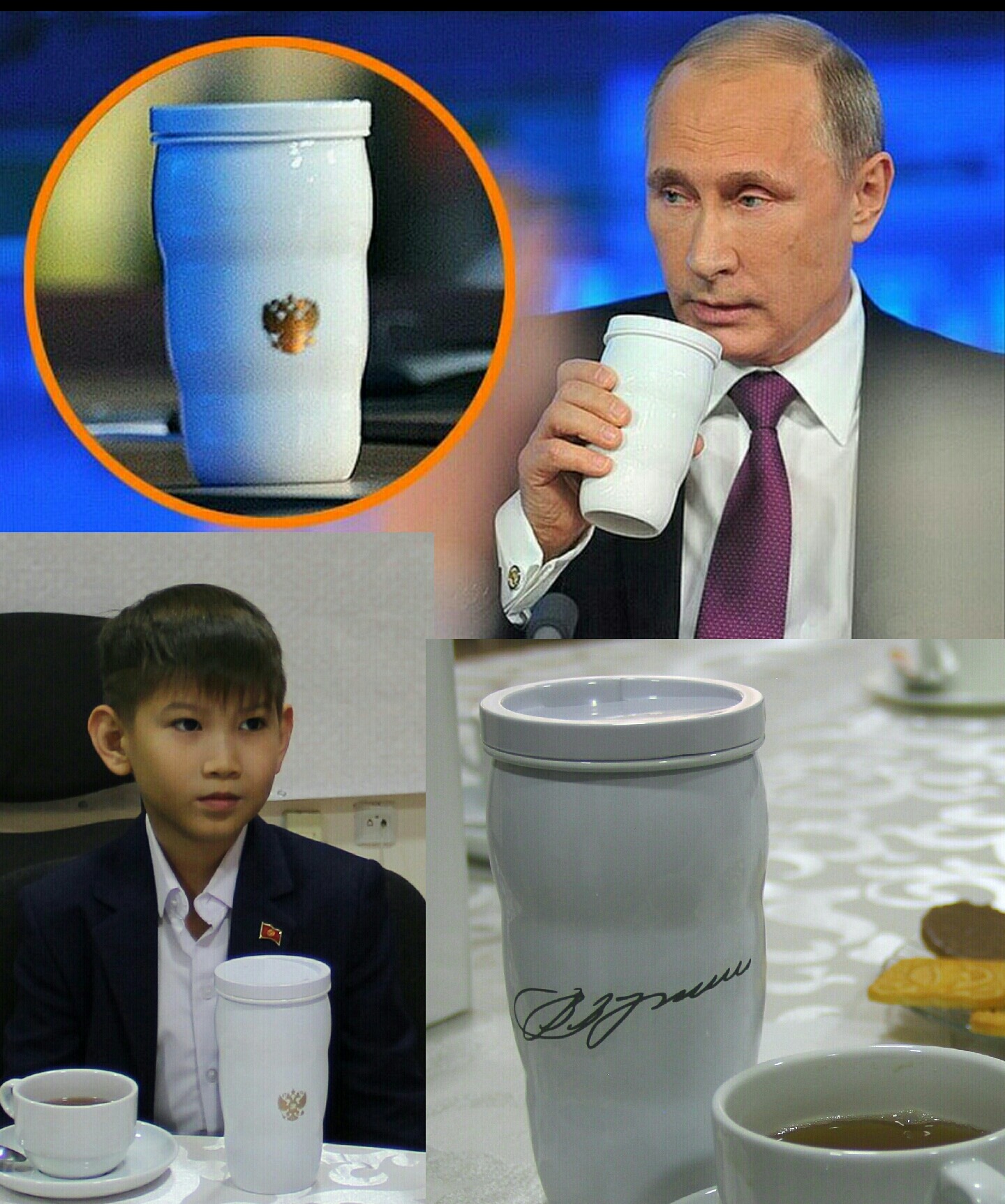"Спасибо, Владимир Владимирович". Путин подарил свой портрет ребенку из Бишкека, просившему акции "Газпрома". Фото: Фейсбук