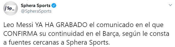 Месси останется в "Барселоне" до конца сезона - СМИ. Скриншот: Twitter