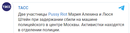 В Москве две участницы Pussy Riot сбили полицейского во время задержания за участие в митинге. Скриншот: ТАСС