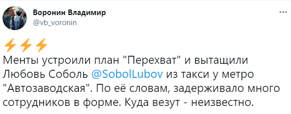 В Москве задержали Любовь Соболь
