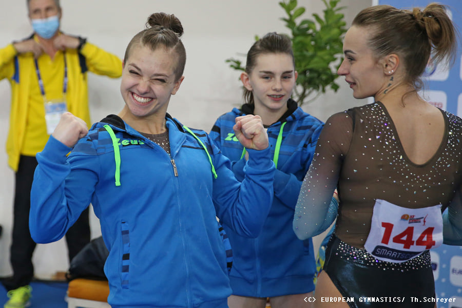 Женская сборная Украины по гимнастике. Скриншот https://www.facebook.com/EuropeanGymnastics/photos