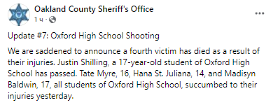В результате стрельбы погибло четыре человека. Скриншот из фейсбука Офиса шерифа