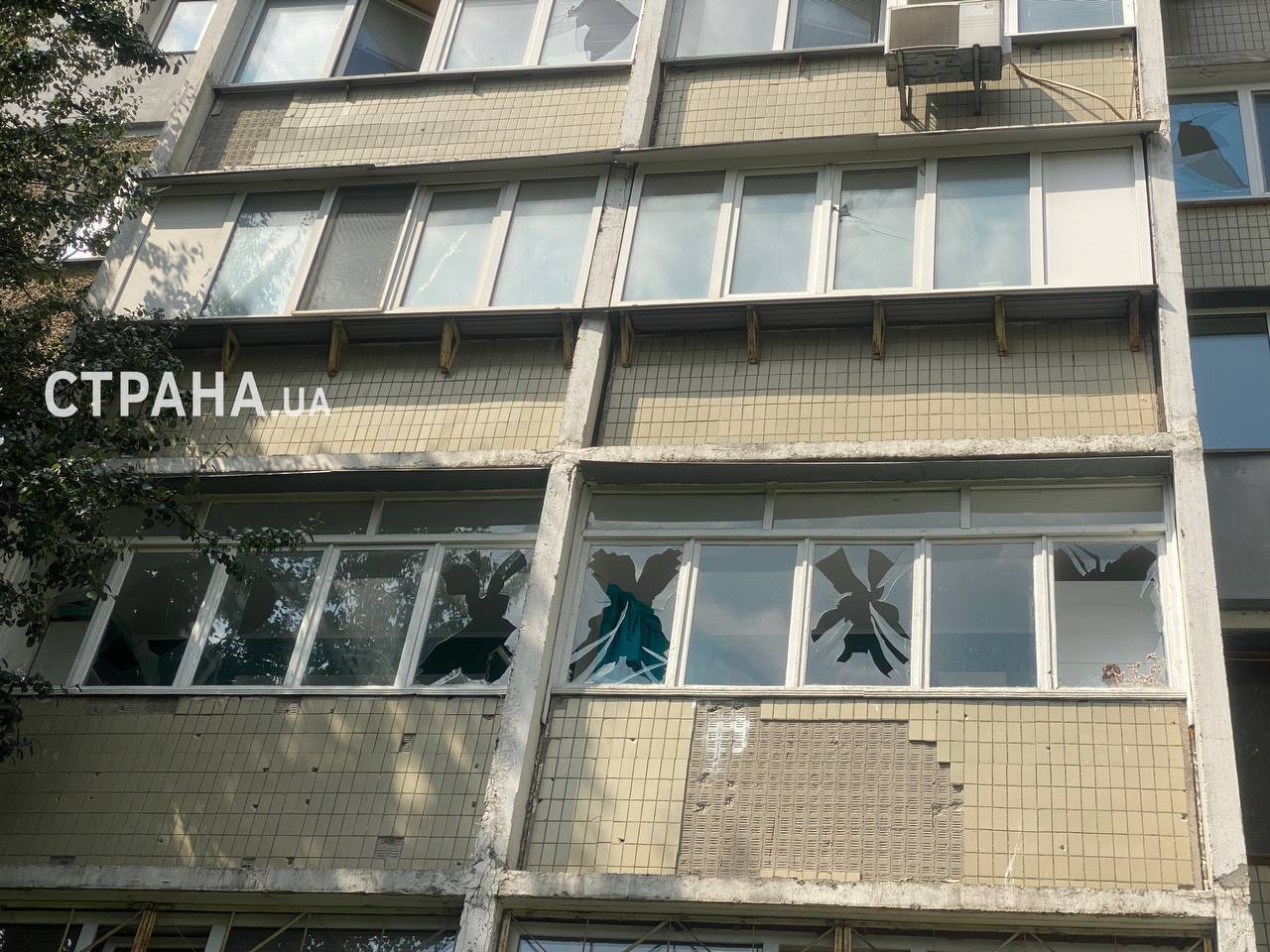Дом в Шевченковском районе Киева, пострадавший в результате ночной атаки