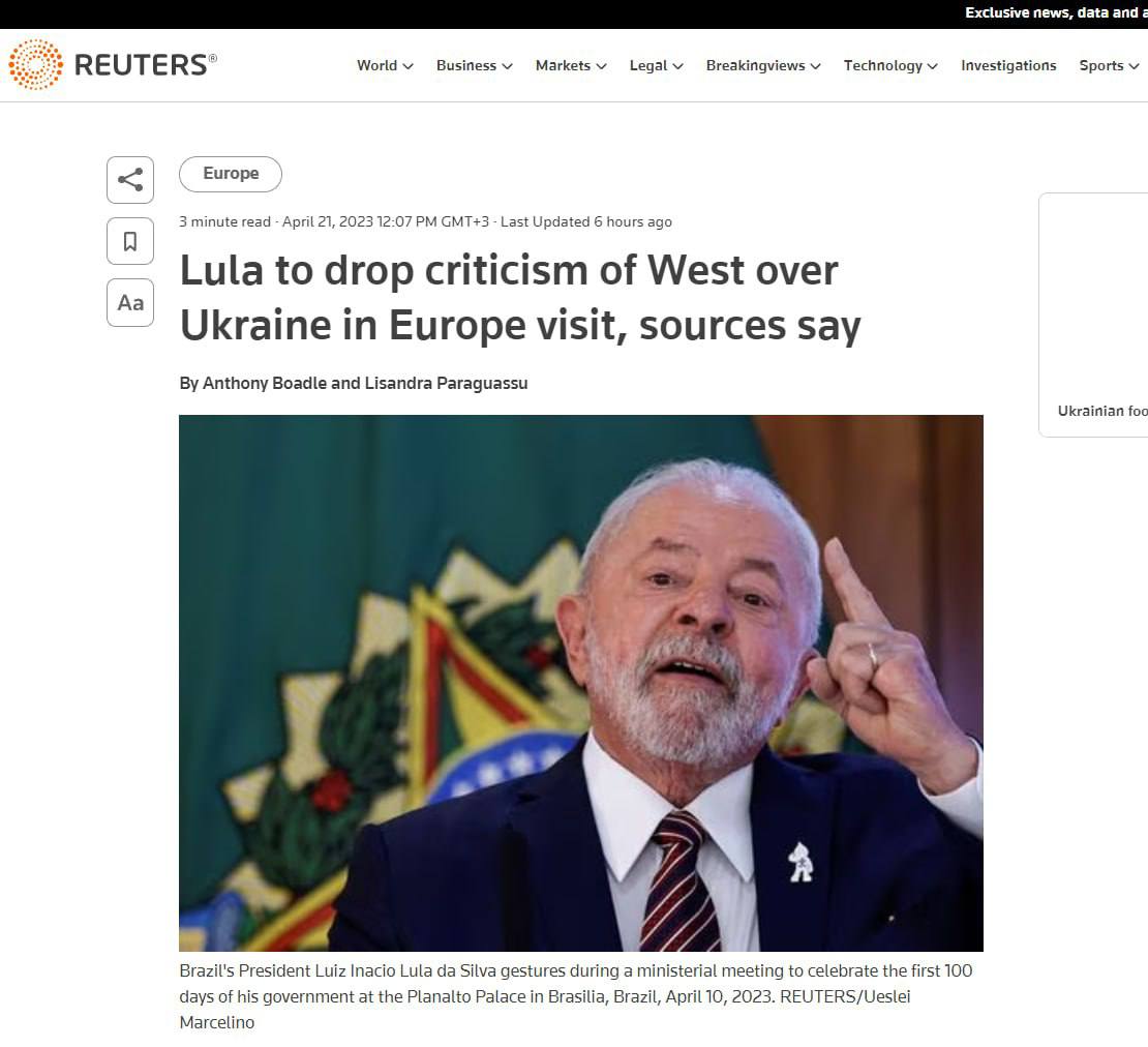 Президент Бразилії припинить критику Заходу за допомогу Україні