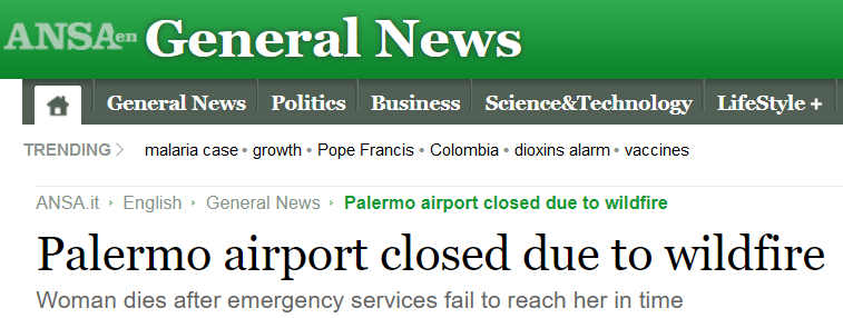 В Палермо закрыли аэропорт