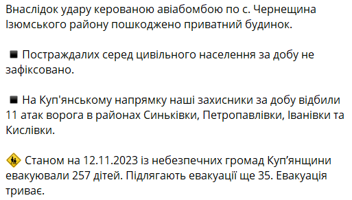 Последствия обстрела Харьковщины за 12 ноября 2023 года