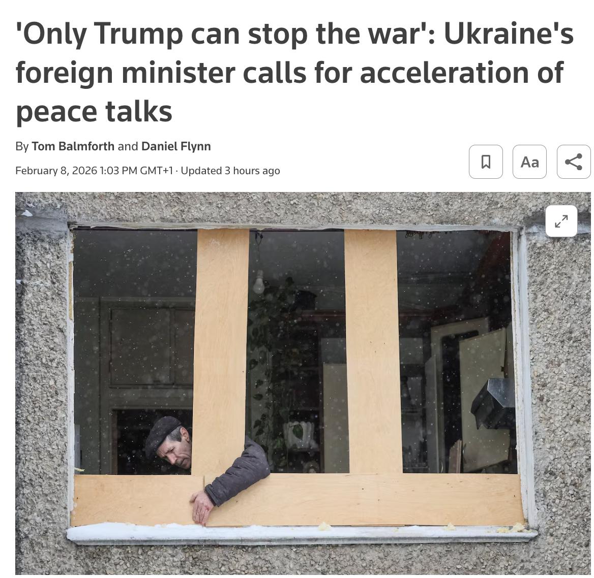 Знімок заголовка на reuters.com - Україна відкидає визнання США окупованих територій російськими