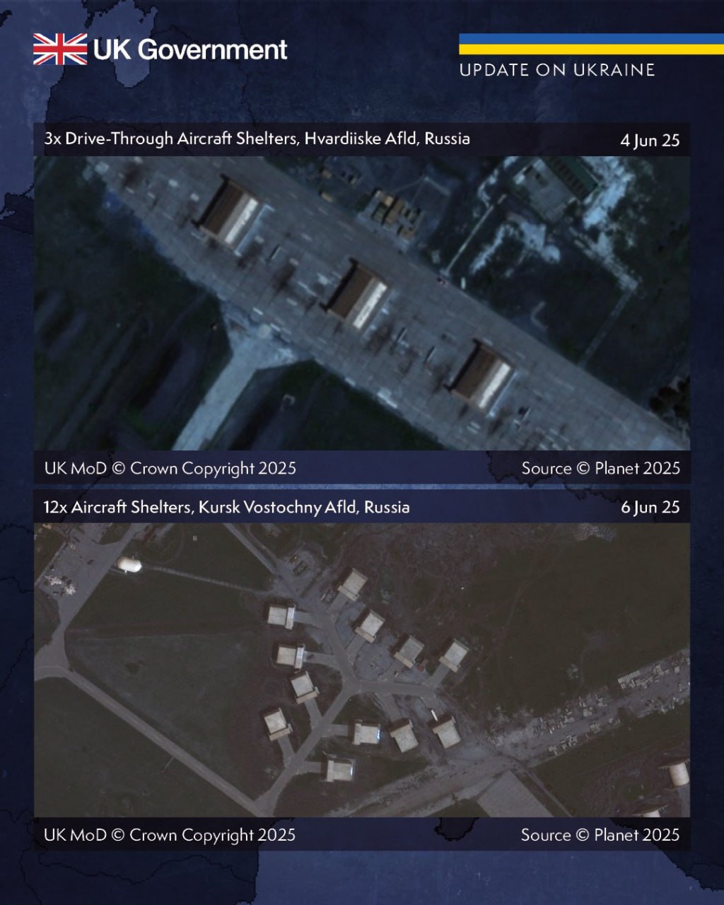 Супутникові фотографії. Джерело – mod.uk