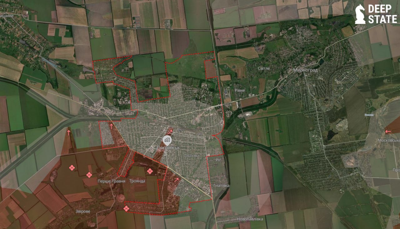 Покровськ &ndash; карта бойових дій. Джерело - Deep State