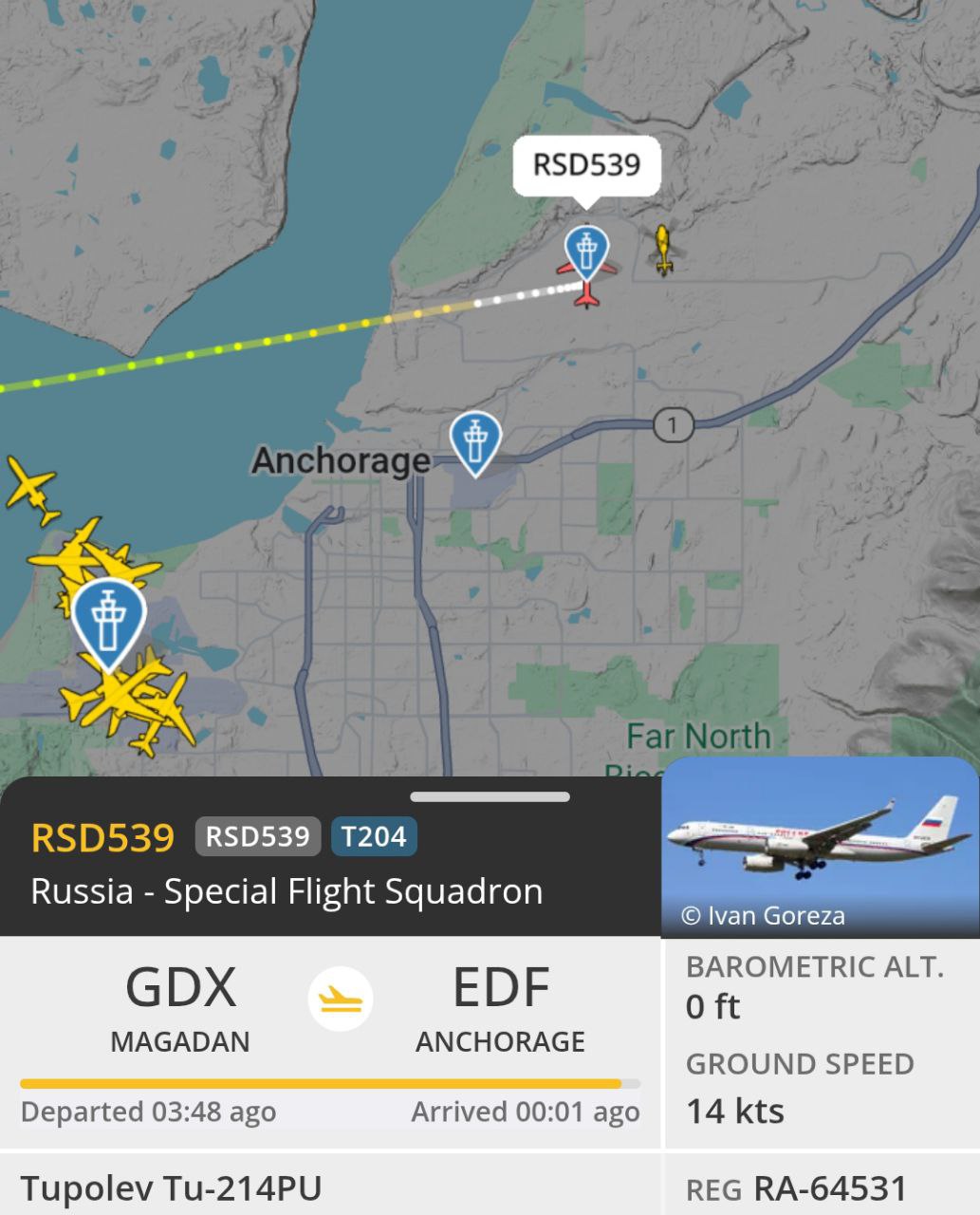 Карта перемещений (3) на flightradar24.com