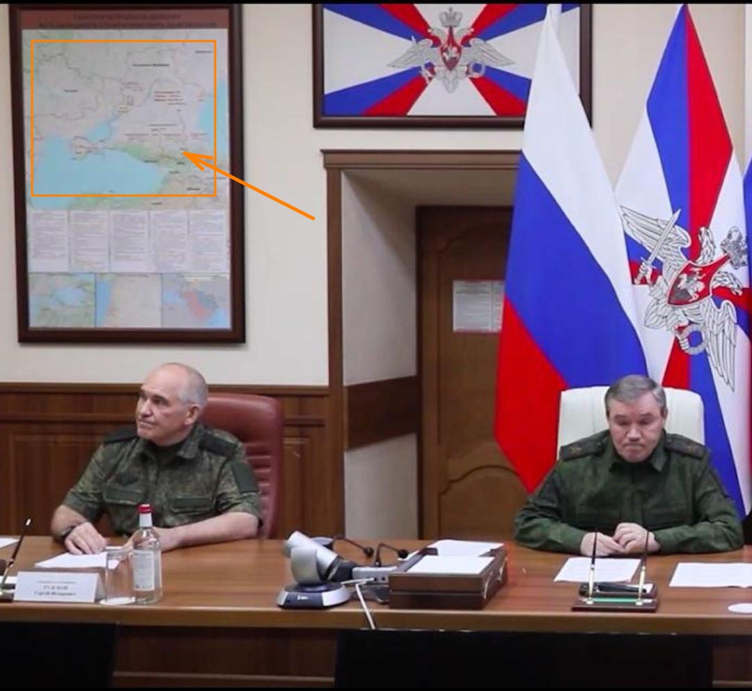 Карта на стене в Генштабе РФ. Источник - Телеграм