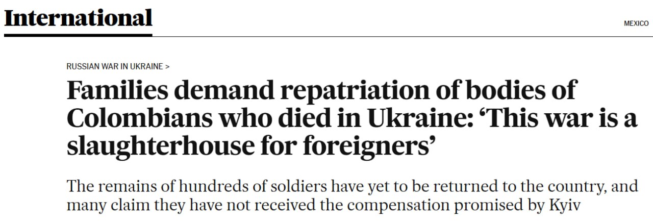 Снимок заголовка на elpais.com – колумбийцы рассказали о службе по контракту в ВСУ на войне с Россией