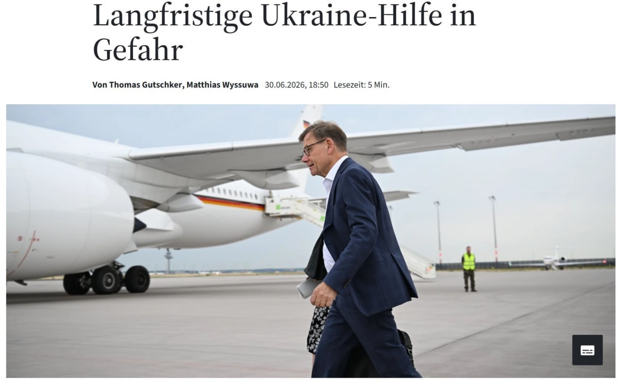 Знімок заголовка на faz.net – Через Італію довгострокова допомога Україні від НАТО під загрозою