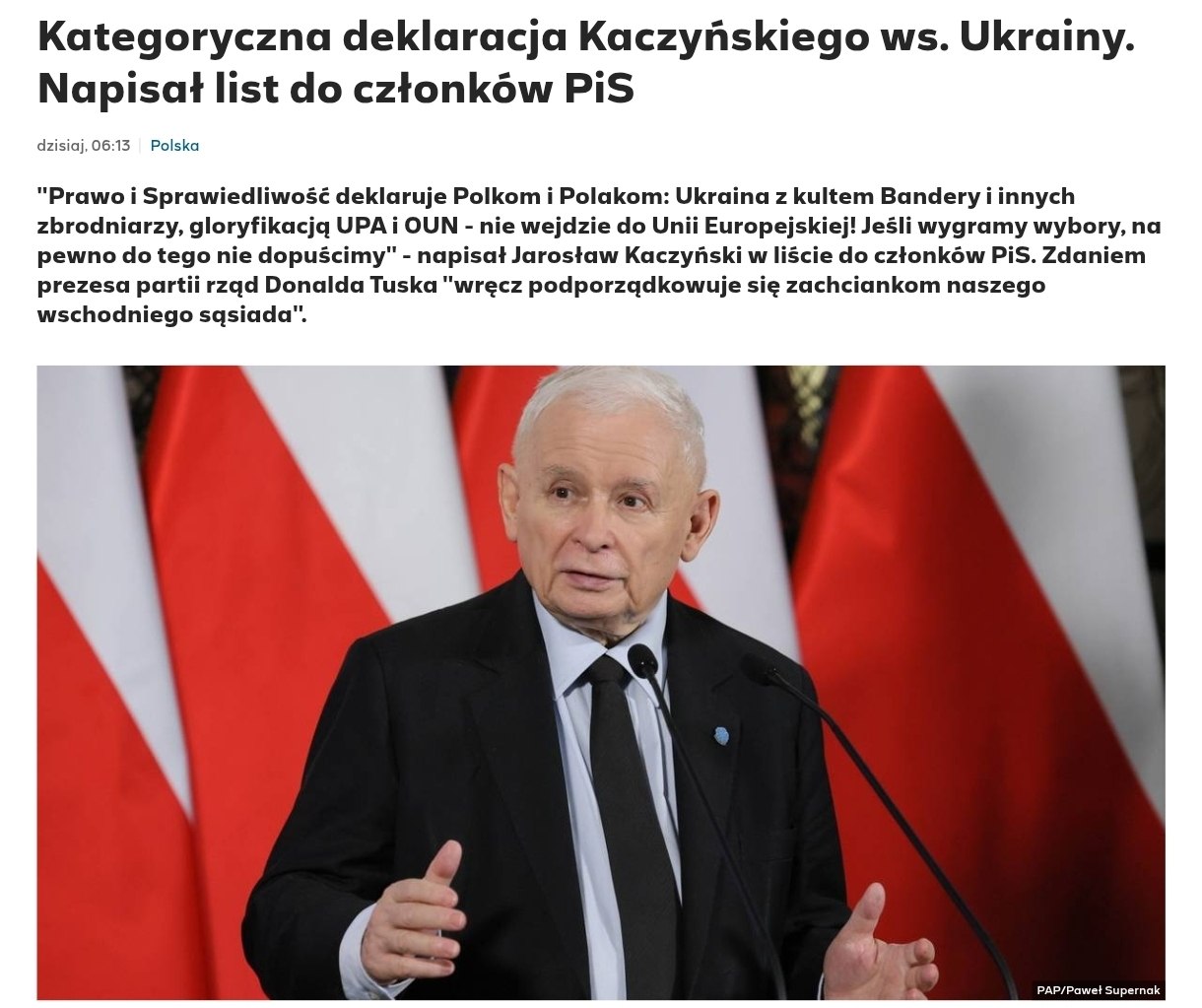 Снимок заголовка на polsatnews.pl –