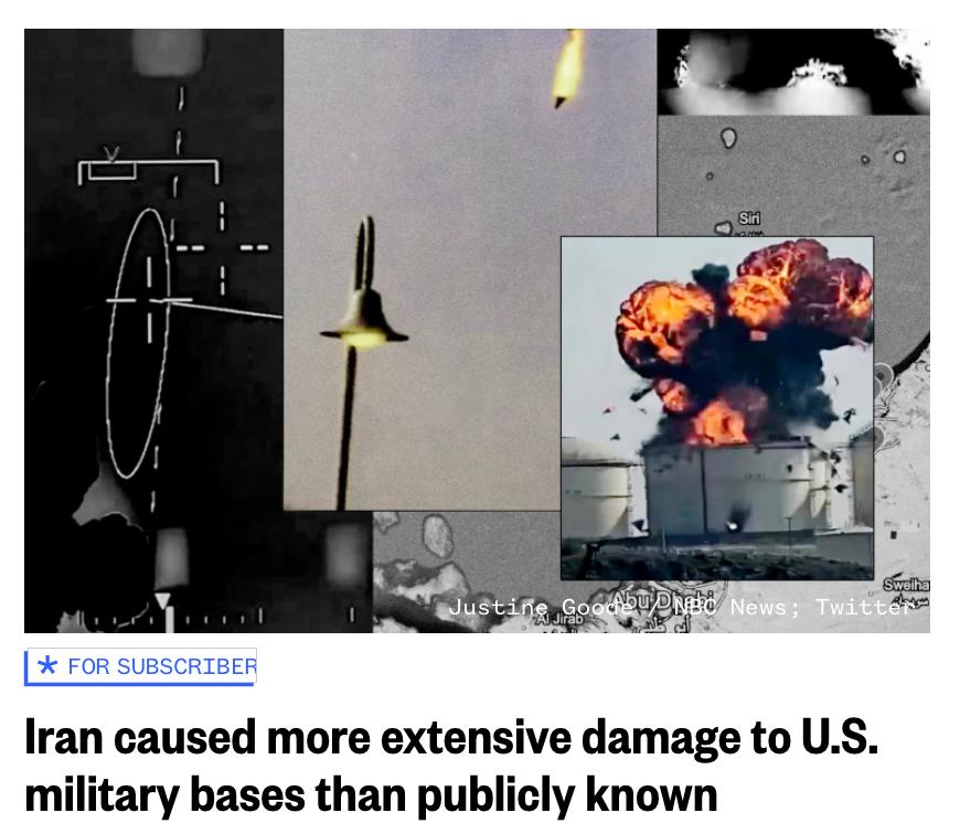 Снимок заголовка на nbcnews.com – США приуменьшают реальный ущерб от войны с Ираном