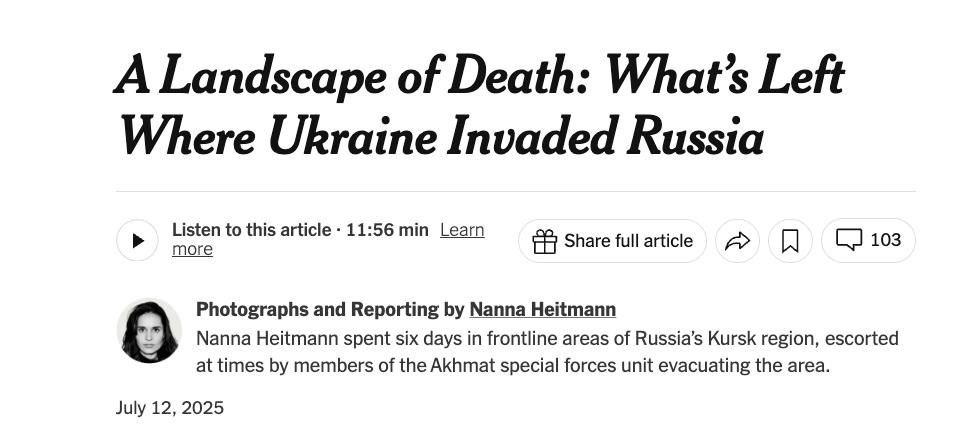 Снимок заголовка на nytimes.com