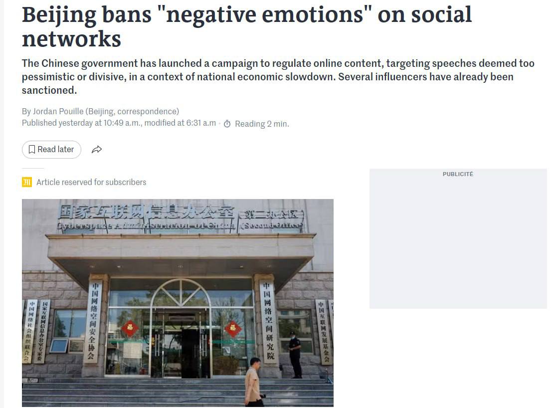 Снимок заголовка на lemonde.fr