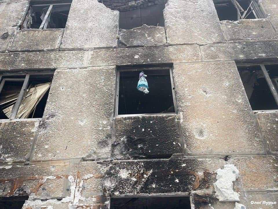 Фото повреждённой многоэтажки в Бахмуте. Источник - Телеграм