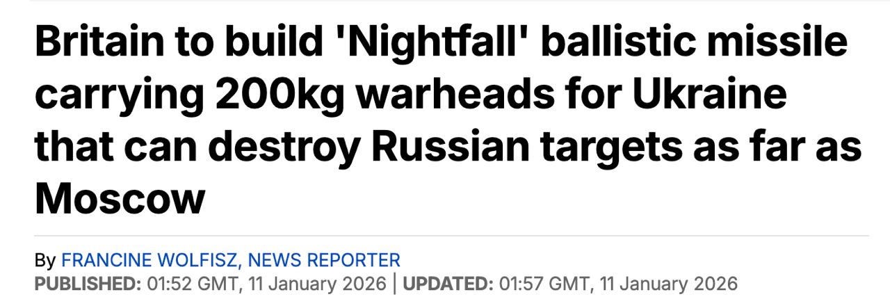 Снимок заголовка на dailymail.co.uk - Британия хочет создать для Украины дальнобойные ракеты